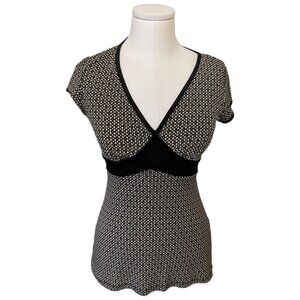 Vintage Y2K Babydoll Top Geometric Bratz Aesthetic Office Siren Goth V-Neck S